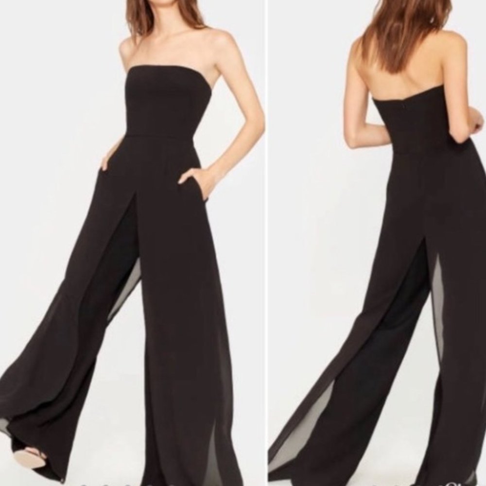 Halston Heritage Black Strapless Jumpsuit NWT - Size 6